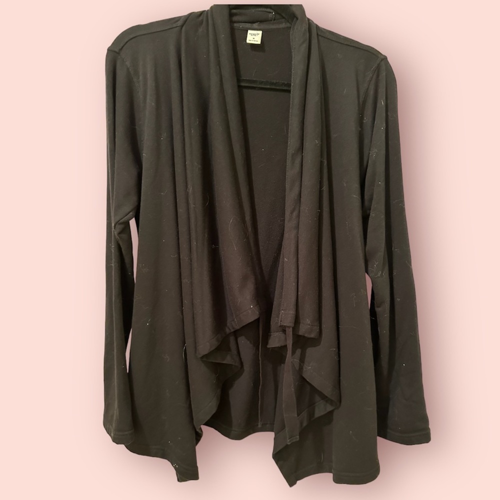 Old navy active black sweater open front with canvas tie